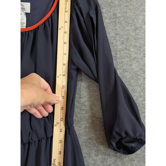 Sweet Storm Dress Peek a Boo Sleeve Navy Orange Detail Womans Size Small - Picture 11 of 16
